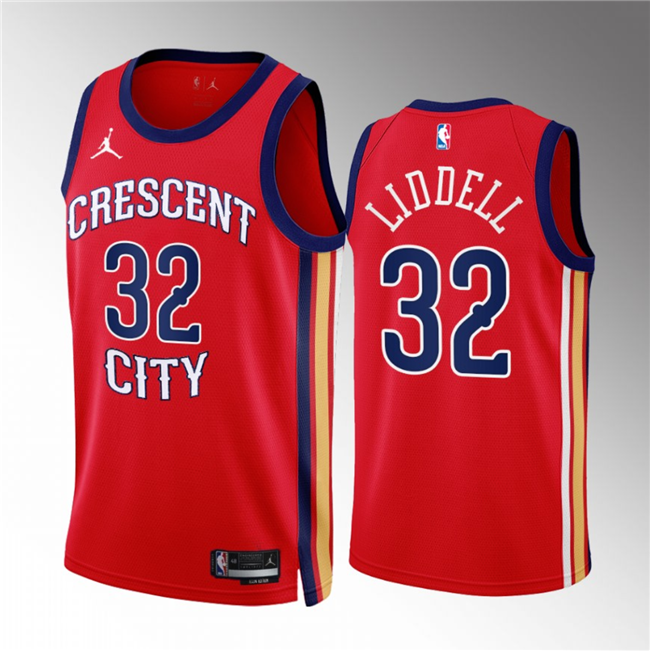 Men's New Orleans Pelicans #32 E.J. Liddell Red 2022/23 Statement Edition Stitched Basketball Jersey